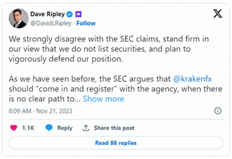 SEC指控Kraken運營未注冊的平臺，不當(dāng)混合客戶資金