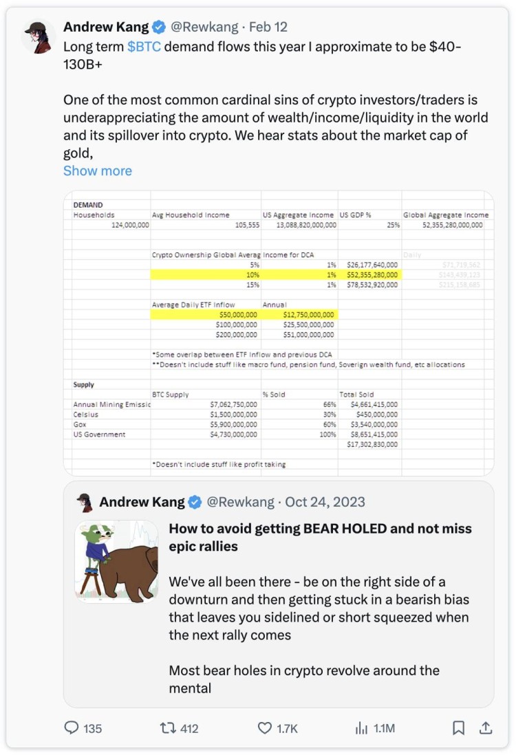 Andrew Kang 文章:為什么我認為以太坊不能復制比特幣? ETF 的成功?